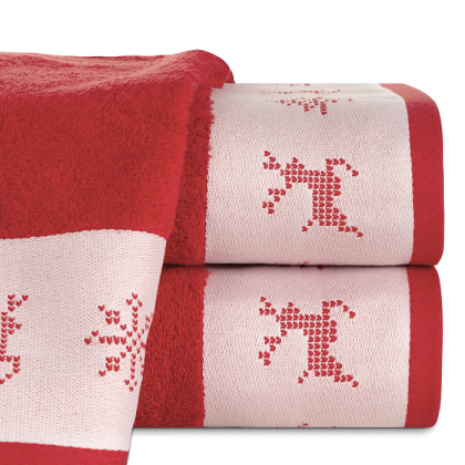 Vianočné uteráky, osušky, červeno biely so škandinávskym motívom