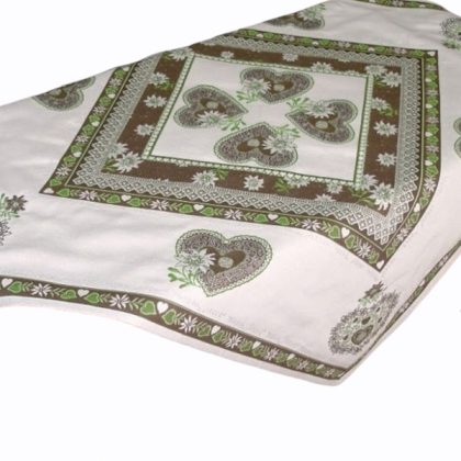 Gobelínový obrus - 007C, zelené srdcia