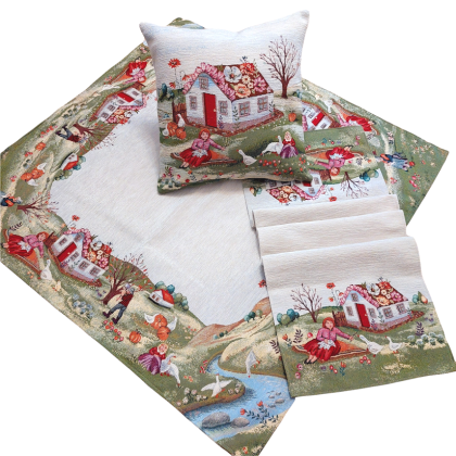 Gobelínový obrus  - CHENILLE 1177 Dedinka