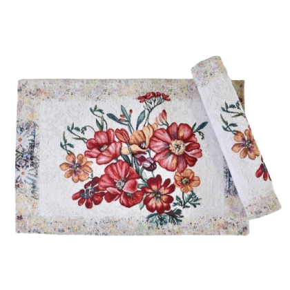 Prestieranie pod taniere s kvetinovým motívom, gobelínové 047C