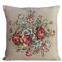Gobelínová obliečka na vankúš 1233 LI s tkaným motívom rozkvitnutých ruží