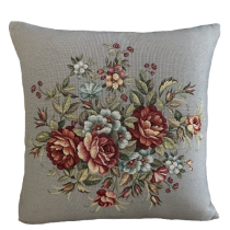 Gobelínová obliečka na vankúš 1233 GR s tkaným motívom rozkvitnutých ruží