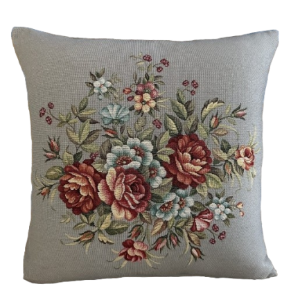 Gobelínová obliečka na vankúš 1233 GR s tkaným motívom rozkvitnutých ruží
