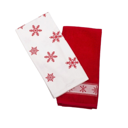 Vianočné kuchynské utierky froté Holy červené