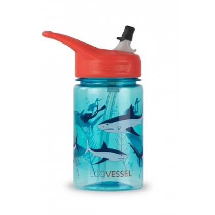Detská plastová fľaša so slamkou SPLASH 355 ml - SHARK