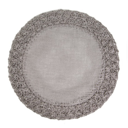 Okrúhle zapletané prestieranie BOHO sivé s ozdboným krajom Okrúhle zapletané prestieranie BOHO sivé s ozdboným krajom