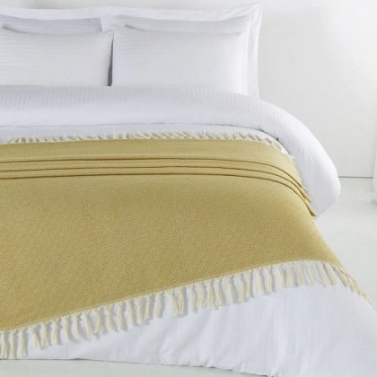 Jemný tkaný prehoz na pohovku aj posteľ DIAMANT horčicový 200x240 cm