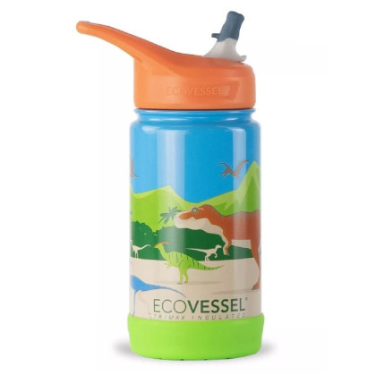 Detská termofľaša Eco Vessel FROST so sklápacím sosákom 350 ml - DINOSAURUS Detská termofľaša Eco Vessel FROST so sklápacím sosákom 350 ml - DINOSAURUS
