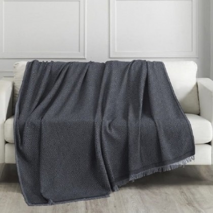 Jemný tkaný prehoz na pohovku aj posteľ ELITE čierny 170x240 cm