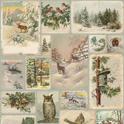Papierové obrúsky Christmas Forest Collage