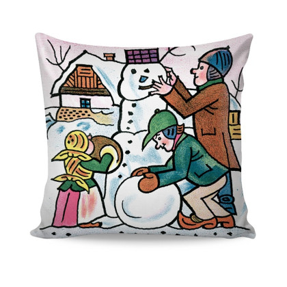 Dekoračná obliečka na vankúš Josef Lada Snehuliak