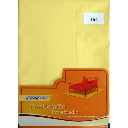 Bavlnené klasické prestieradlo žlté s gumičkou