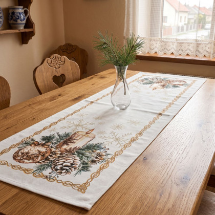 Vianočná gobelínová šerpa chenille 001VB sviečka