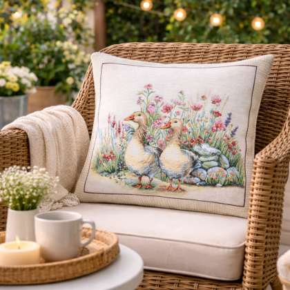 Gobelínová veľkonočná obliečka na vankúš – jarný motív 009V-B