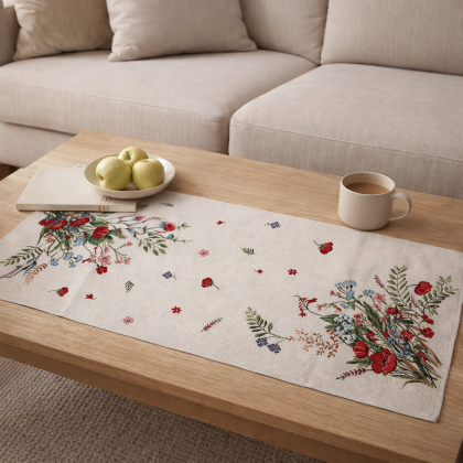 Gobelínová šerpa-behúň 017C, 35x100cm lúčne kvety