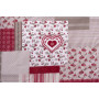 Flanelové posteľné obliečky Patchwork červený so srdiečkom