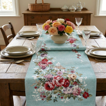 Gobelínový obrus - behúň na stôl Chenille 1162 tyrkysový