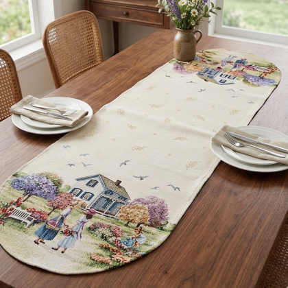 Gobelínový obrus - 1185 leto na vidieku ovál