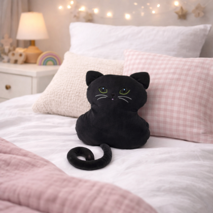 Plyšová hračka, vankúš MAČKA 30cm čierna