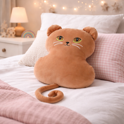 Plyšová hračka, vankúš MAČKA 30cm hnedá