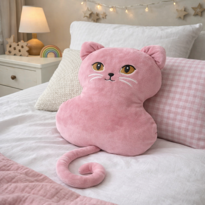 Plyšová hračka, vankúš MAČKA 30cm ružová