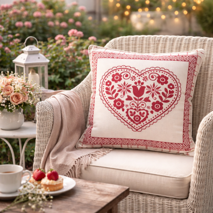 Gobelínová obliečka na vankúš 1381 srdce