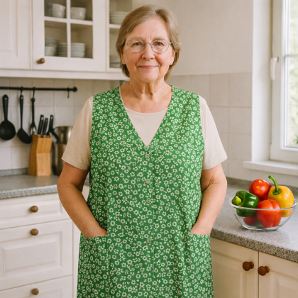 Kuchynská ZÁSTERA šatová 3/4, bavlna zelená