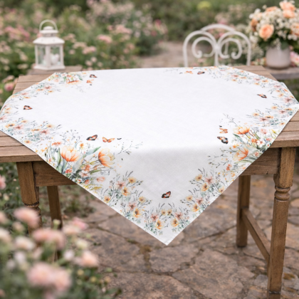 Jemný obrus 85x85 cm s kvietkami 6102