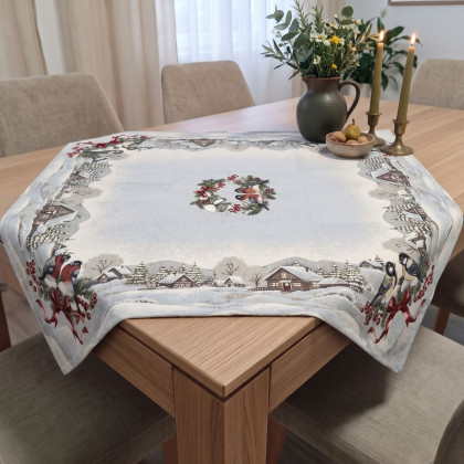 Vianočné gobelínové obrusy 100x100 cm Chenille žinilkové 1438 Vianočné gobelínové obrusy 100x100 cm Chenille žinilkové 1438