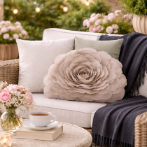 Okrúhla dekoračná obliečka FLORES – 3D kvet, kávová, 40 cm