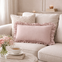 Obliečka na vankúš 30x50 cm Falbanka pudrová