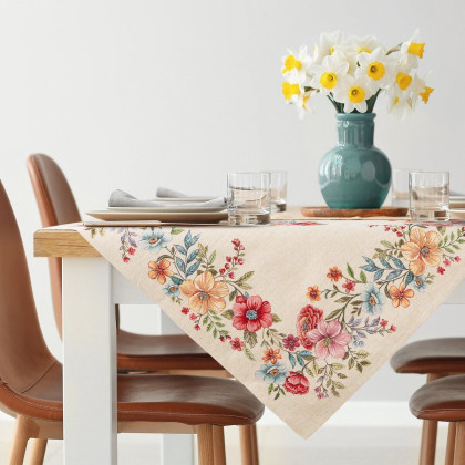 Jarný obrus 100x100 cm maľované kvety 1413