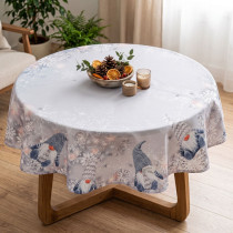 Vianočný obrus 150cm KRUH 4984 sivoružový
