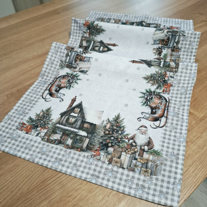 Zimná šerpa - béžový behúň na stôl 40x140 cm dedinka 5493