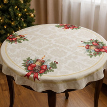 Vianočný gobelínový 90cm kruhový obrus 055V so zlatým leskom