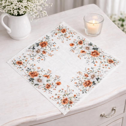 Jemný obrúsok - prestieranie 35x35 cm s kvietkami 6090
