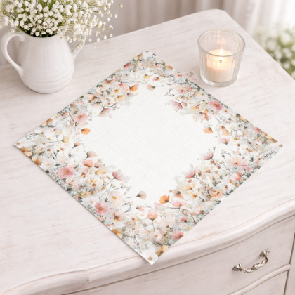 Jemný obrúsok - prestieranie 35x35 cm s kvietkami 6181