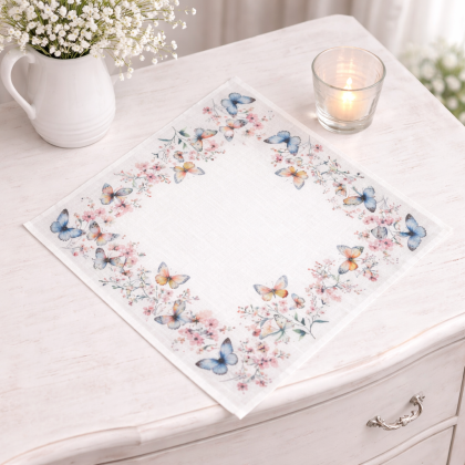 Jemný obrúsok - prestieranie 35x35 cm s kvietkami 6190