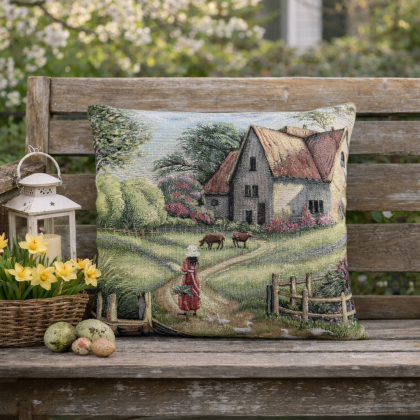 Jarná gobelínová obliečka na vankúš 6230 húsky