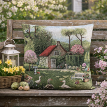 Jarná gobelínová obliečka na vankúš 6233 húsky