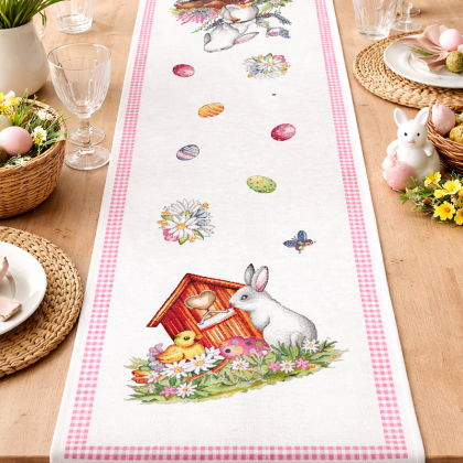 Veľkonočný behúň - šerpa na stôl V17 zajko