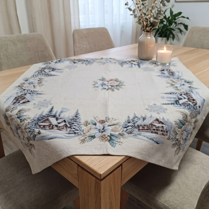 Vianočný žinilkový obrus 100x100 cm Chenille MODRÁ Vianočný žinilkový obrus 100x100 cm Chenille MODRÁ