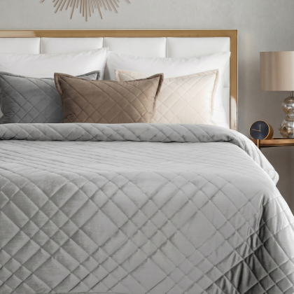 Zamatový glamour prehoz - paplón 200x220 cm RIA 6 svetlosivý
