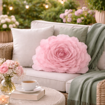 Okrúhla dekoračná obliečka FLORES – 3D kvet, pudrová, 40 cm