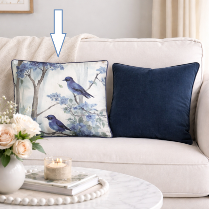 Zamatová obliečka s potlačou vtákov