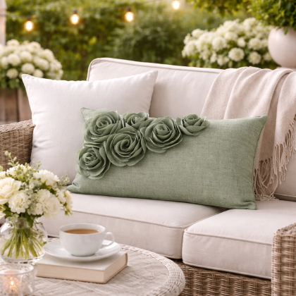 Obliečka na vankúš 30x50 cm FLORES 7 šalviová