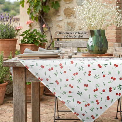 Vodoodpudivý obrus Cherry 85x85 cm s čerešničkami