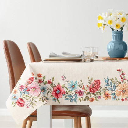 Jarný obrus 140x180 cm maľované kvety 1413