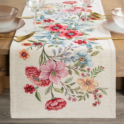 Gobelínový behúň maľované kvety 1413