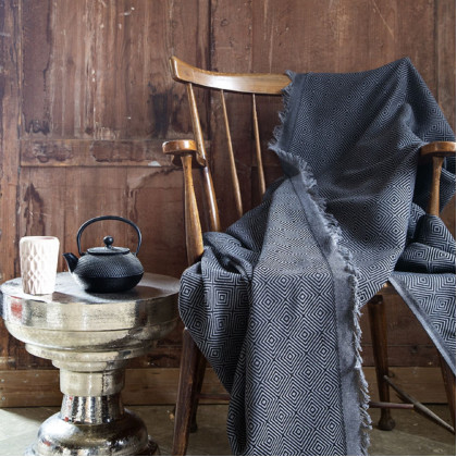 Jemný tkaný prehoz na pohovku aj posteľ ELITE čierny 170x240 cm